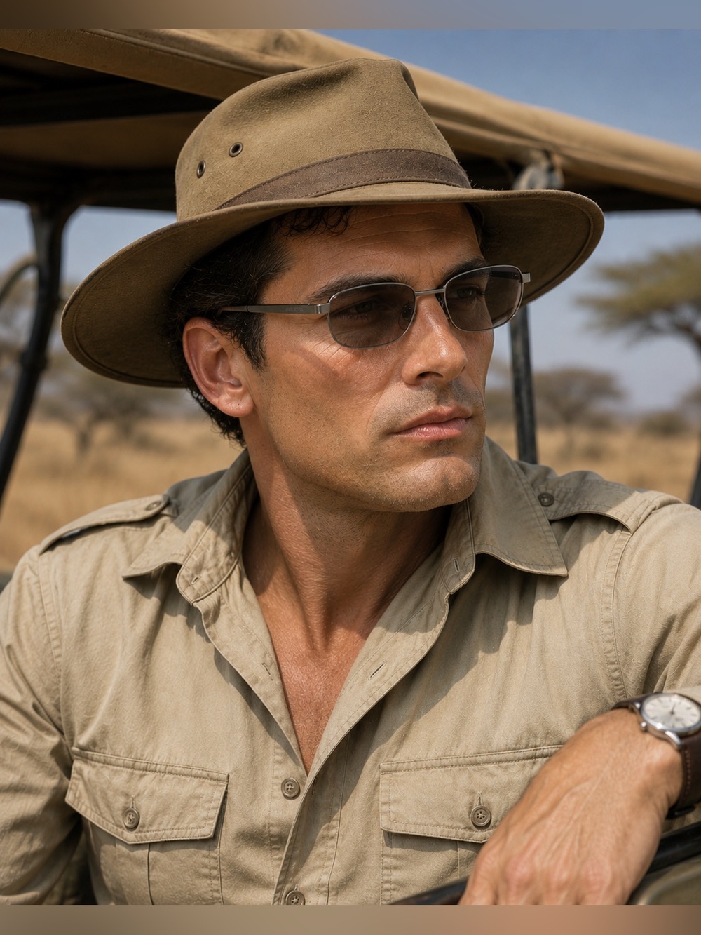 Georgia Armani Men's Metal frames w safari resort vacay beach 80s YTK vibe